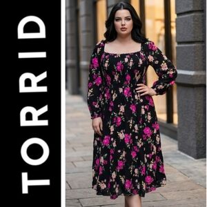 Torrid Floral Challis Smocked Dress